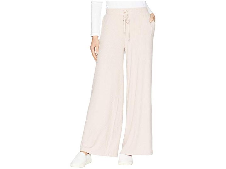 Bb Dakota Morning Mood Brushed Rib Wide Leg Pants (dusty Rose) Women's Casual Pants