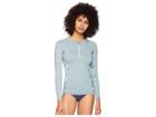 O'neill Long Sleeve Rashguard Front Zipper (aqua Haze/piper Floral/pepper) Women's Swimwear