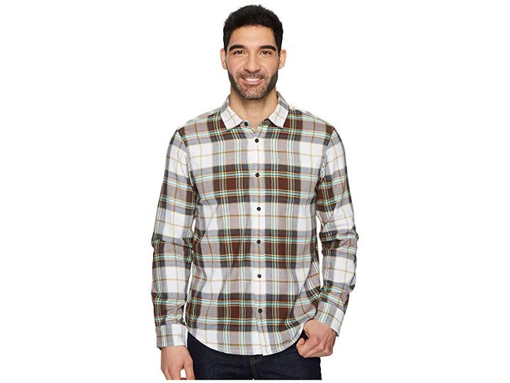 Prana Shayne Long Sleeve Flannel (brown Cloves) Men's Long Sleeve Button Up