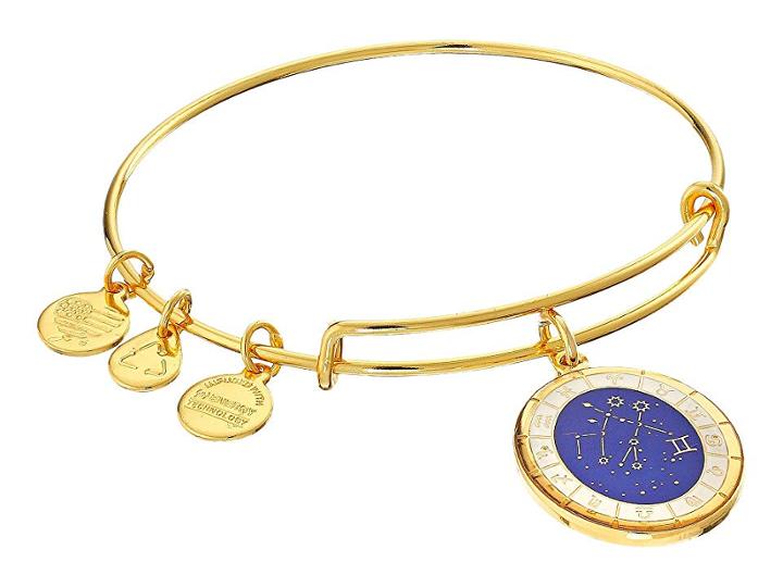 Alex And Ani Celestial Wheel Gemini Constellation Bangle (yellow Gold) Bracelet