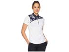 Callaway Short Sleeve Polo W/ Asymmetrical Tropical Floral Print Panels (bright White) Women's Short Sleeve Pullover