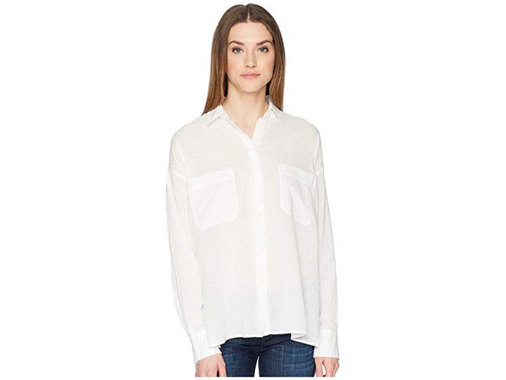 Vince Textured Double Pocket Blouse (off-white) Women's Blouse