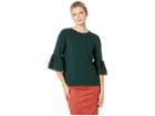 Ivanka Trump Crew Neck Bell Sleeve Sweater (emerald) Women's Sweater