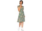 J.o.a. Ruffle Sleeve Wrap Dress (green Floral) Women's Dress