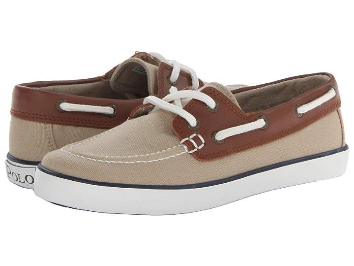 Polo Ralph Lauren Kids Sander (little Kid) (khaki Canvas/tan Leather) Boy's Shoes