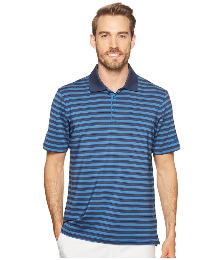 Adidas Golf Ultimate 3-color Stripe Polo (noble Indigo/trace Royal) Men's Clothing