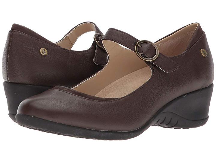 Hush Puppies Odell Mary Jane (dark Brown Leather) Women's Wedge Shoes