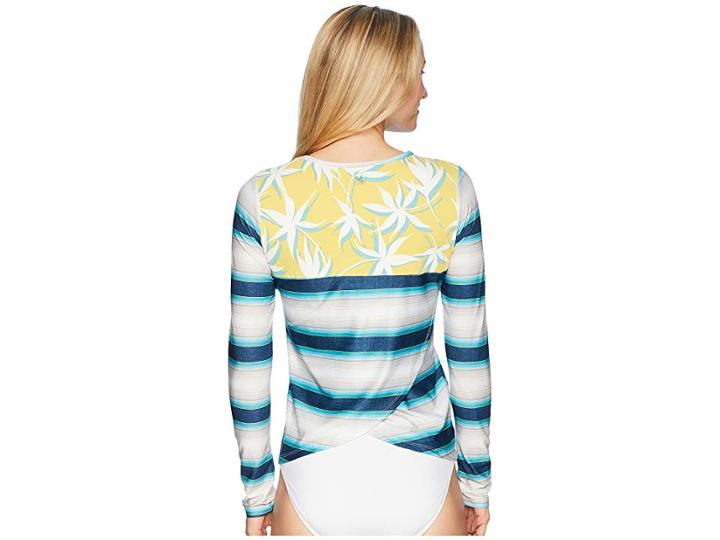 Carve Designs Riviera Rashguard (playa Stripe/gold Palms) Women's Swimwear
