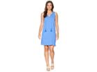Mod-o-doc Slub Jersey Notch Seamed Tank Dress With Pockets (tanzanite) Women's Dress