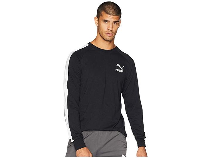 Puma Classics T7 Long Sleeve Tee (black) Men's Long Sleeve Pullover