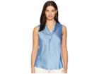 Tahari By Asl Charmeuse Sailor Top (antique Blue) Women's Blouse