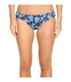Tommy Bahama Folk Floral Side-shirred Hipster Bikini Bottom (mare Navy) Women's Swimwear