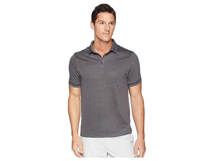 Travismathew Mag Bay Polo (grey Pinstripe/black) Men's Short Sleeve Knit