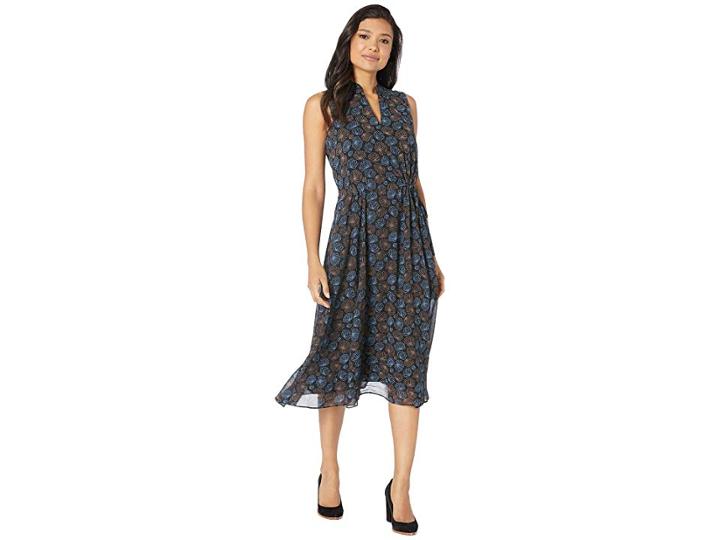 Anne Klein Justine Print Drawstring Midi Dress (anne Black/versailles Combo) Women's Dress