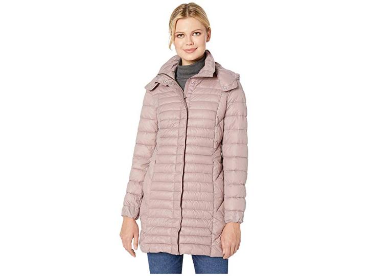 Kenneth Cole New York Hooded Lightweight Nylon Packable (pink) Women's Coat