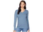Carhartt Lockhart Long Sleeve V-neck Tee (steel Blue Heather) Women's T Shirt