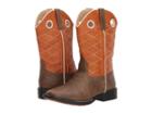 Roper Kids Boone (big Kid) (brown Faux Vamp/orange Shaft) Cowboy Boots