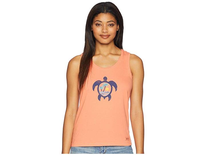 Life Is Good Paradise Turtle Sleeveless Crusher Tee (fresh Coral) Women's T Shirt
