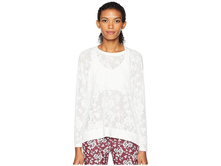 Kate Spade New York Athleisure Floral Mesh Long Sleeve Top (cream) Women's Clothing