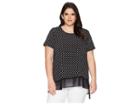 Karen Kane Plus Plus Size Asymmetric Sheer Hem Top (dot) Women's Blouse