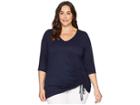 Kiyonna Rory Ruched Top (navy) Women's Clothing