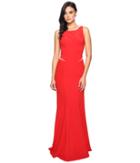 Faviana Ottoman Scoop Neck W/ Illusion Cut Out 7987 (scarlet) Women's Dress