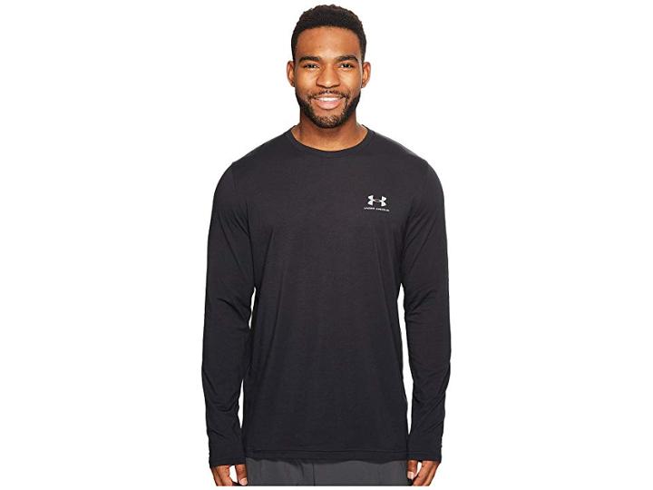 Under Armour Long Sleeve Left Chest (black) Men's Clothing
