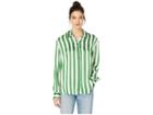 Juicy Couture Awning Stripe Satin Shirt (green Tea/awning Stripe) Women's Blouse