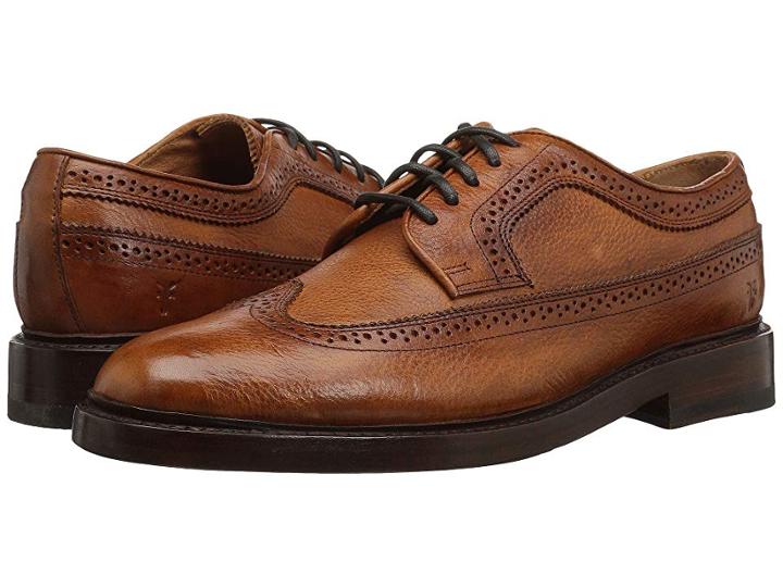 Frye Jones Wingtip (caramel Tumbled Veg Tan) Men's Lace Up Wing Tip Shoes