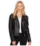 Members Only Faux Leather Moto Jacket Vest (black) Women's Coat