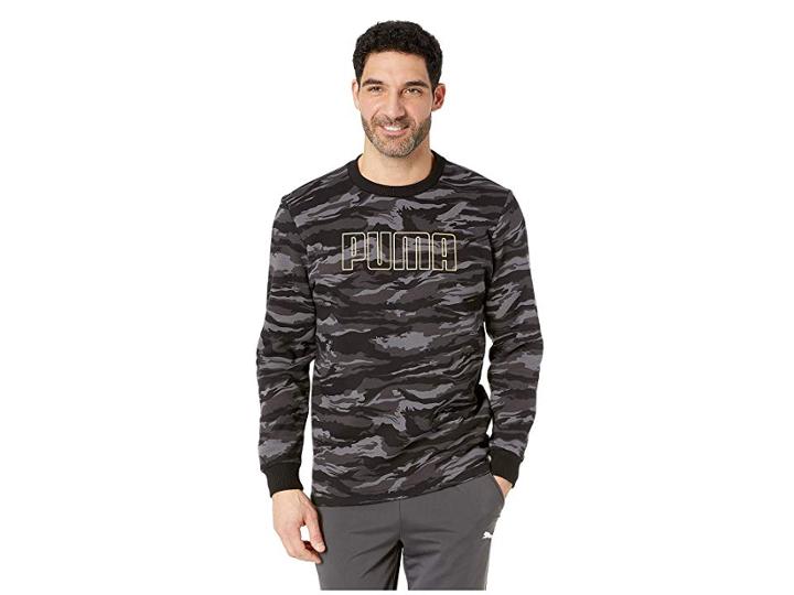 Puma Camo Foil Fleece Crew (puma Black/gold) Men's Clothing