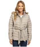 U.s. Polo Assn. Belted Puffer Jacket With Faux Fur Hood Trim (moonrock) Women's Coat
