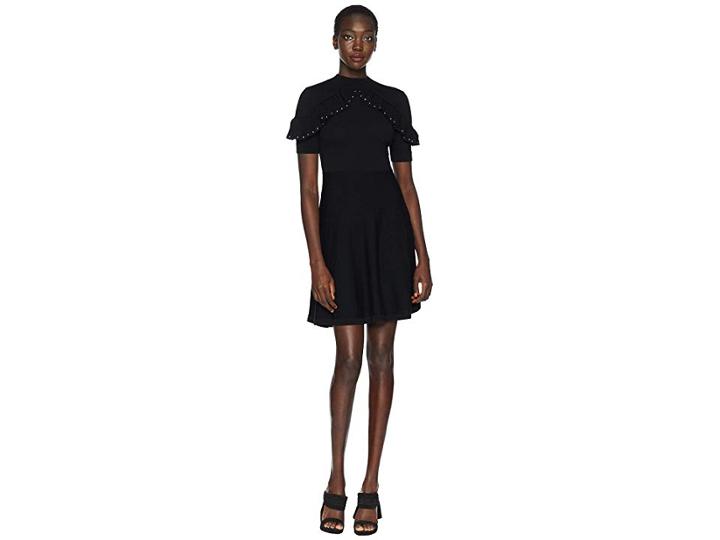 Kate Spade New York So Foxy Ruffle Studded Sweater Dress (black) Women's Dress