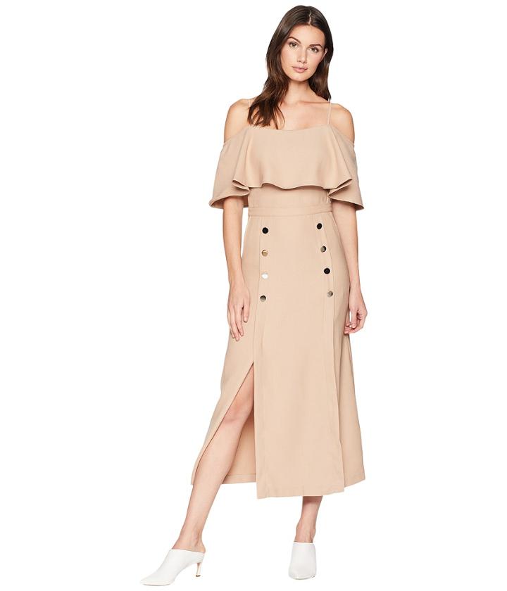 J.o.a. Cold Shoulder Midi Dress (taupe) Women's Dress