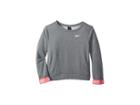 Nike Kids Dry Studio Pullover (little Kids/big Kids) (carbon Heather/pink Nebula/white) Girl's Clothing