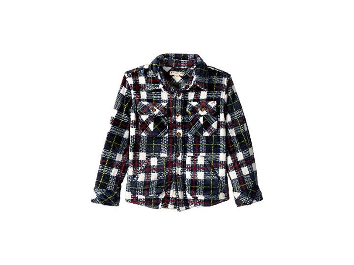 Appaman Kids Extra Soft Flannel Snow Fleece Shirt (toddler/little Kids/big Kids) (white/navy Plaid) Boy's Clothing