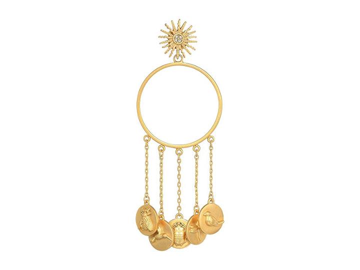 Vince Camuto Post Earrings With Charms (matte Gold) Earring