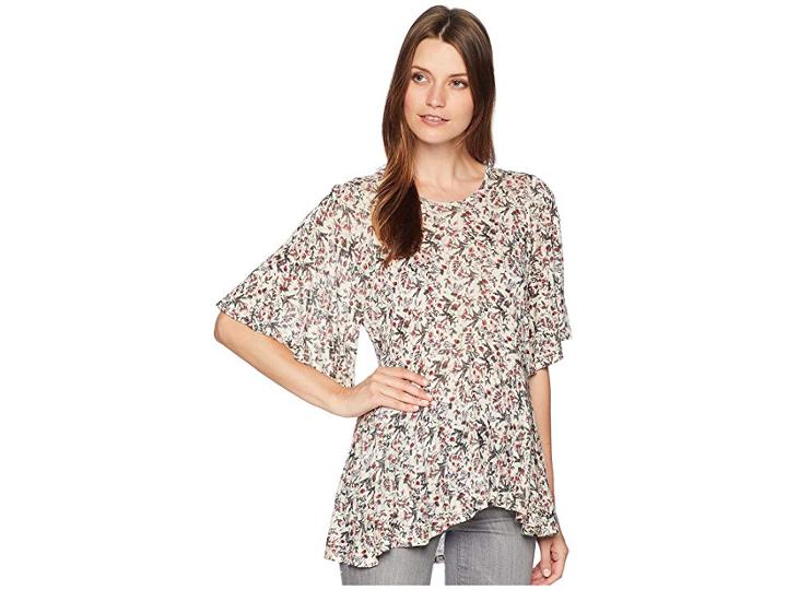 Lucky Brand Printed Flutter Sleeve Top (multi) Women's Long Sleeve Pullover