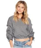 Bishop + Young Ruched Sleeve Top (gingham) Women's Clothing