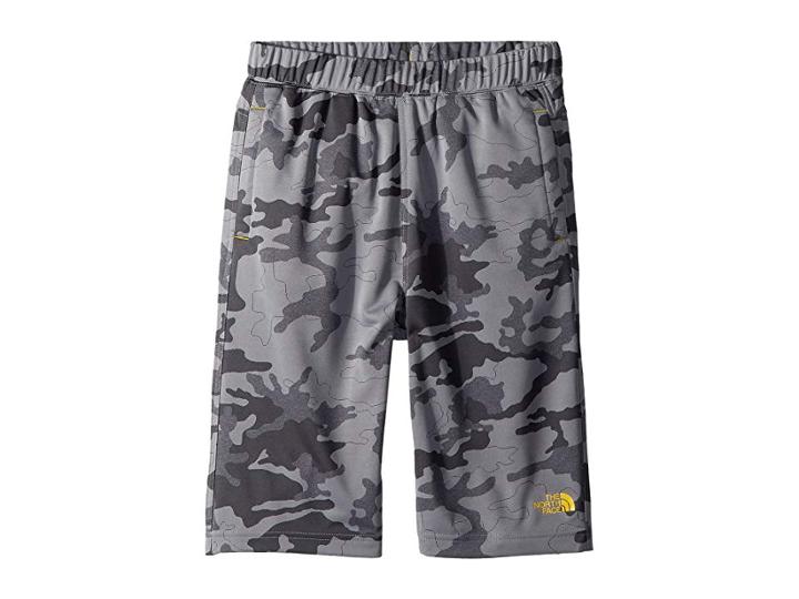The North Face Kids Mak Shorts (little Kids/big Kids) (mid Grey Woodland Camo Jacquard/canary Yellow (prior Season)) Boy's Shorts