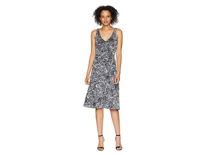 Michael Michael Kors Watermark Tank Flare Dress (white/black) Women's Dress
