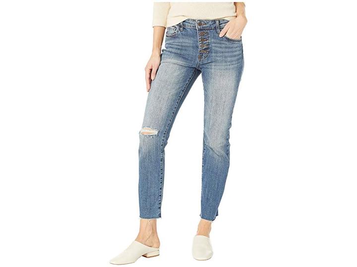 Kut From The Kloth Reese Ise Ankle Straight Expo Bottom Jeans In Interested/medium Base Wash (interested/medium Base Wash) Women's Jeans