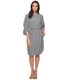 Lauren Ralph Lauren Gingham Cotton Shirtdress (black/white) Women's Dress