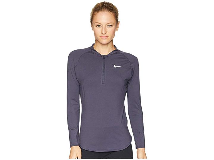 Nike Court Pure Half-zip Tennis Top (gridiron/white) Women's Clothing