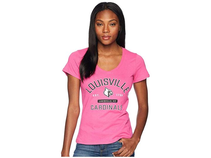 Champion College Louisville Cardinals University V-neck Tee (wow Pink) Girl's T Shirt