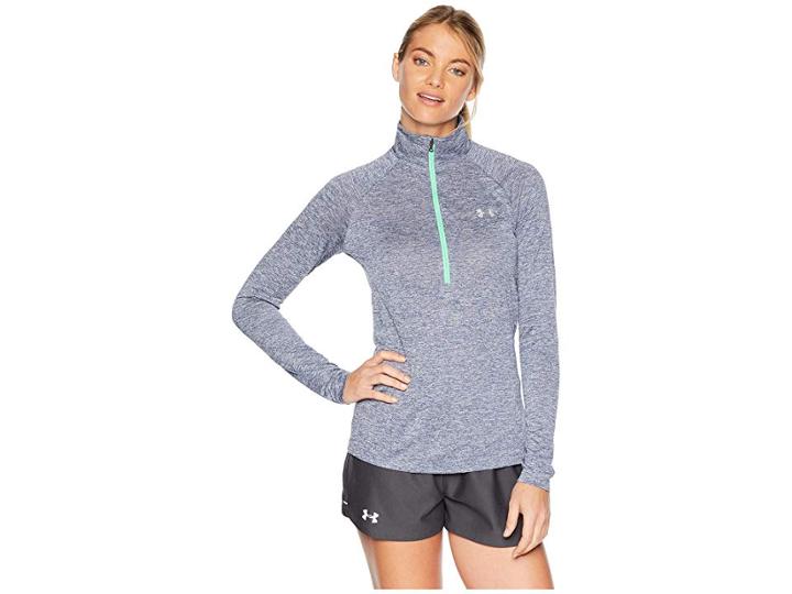 Under Armour Tech 1/2 Zip Twist Top (utility Blue/green Typhoon/metallic Silver) Women's Sweatshirt