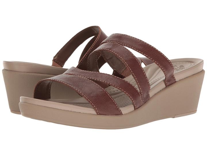 Crocs Leigh-ann Mini Wedge Leather (bronze) Women's Wedge Shoes
