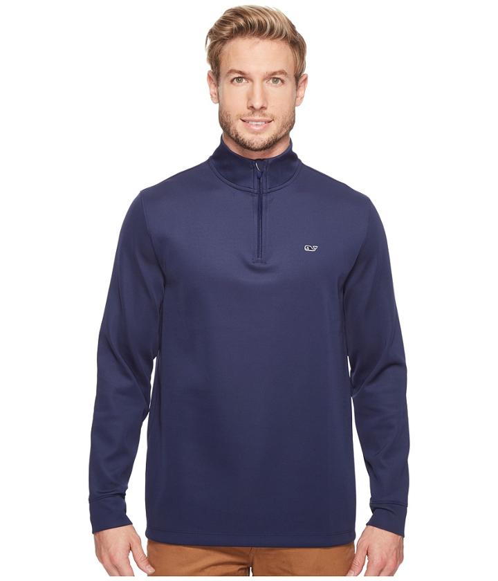 Vineyard Vines Golf Buff Bay 1/4 Zip Performance Shirt (night Bay) Men's Clothing