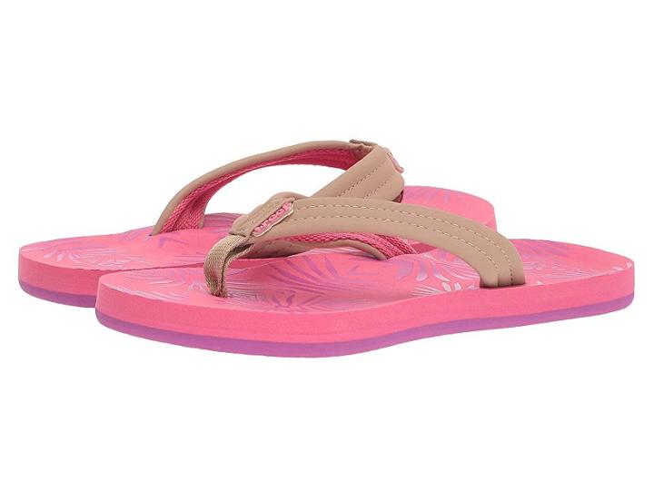Reef Kids Little Reef Footprints (infant/toddler/little Kid/big Kid) (pink Palms) Girls Shoes