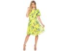 Calvin Klein Floral Print Flutter Sleeve Chiffon A-line Cd8h22jn (canary Multi) Women's Dress
